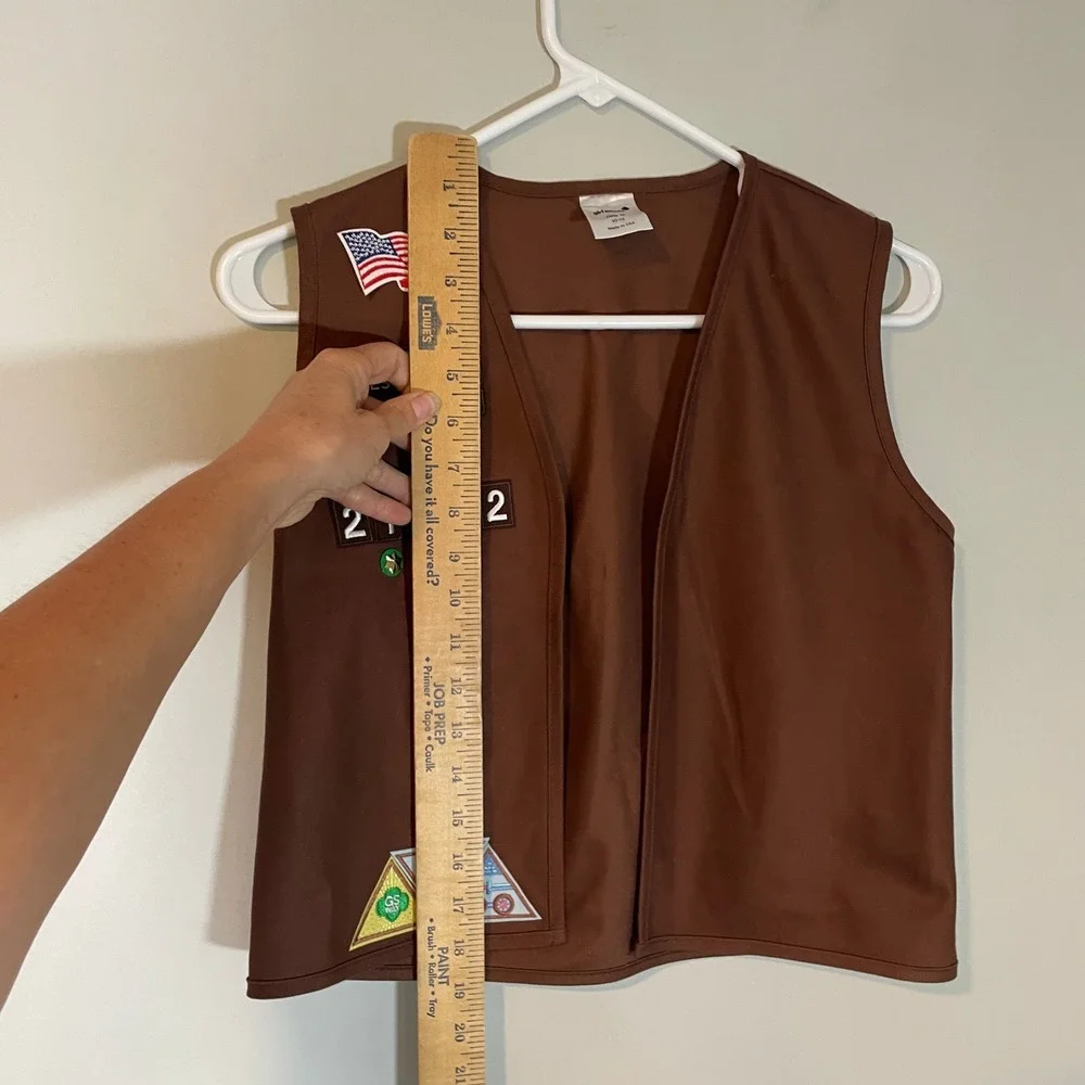 Girl Scouts Brownie Uniform Vest Brown Girls M 10-12 Various Patches Alabama